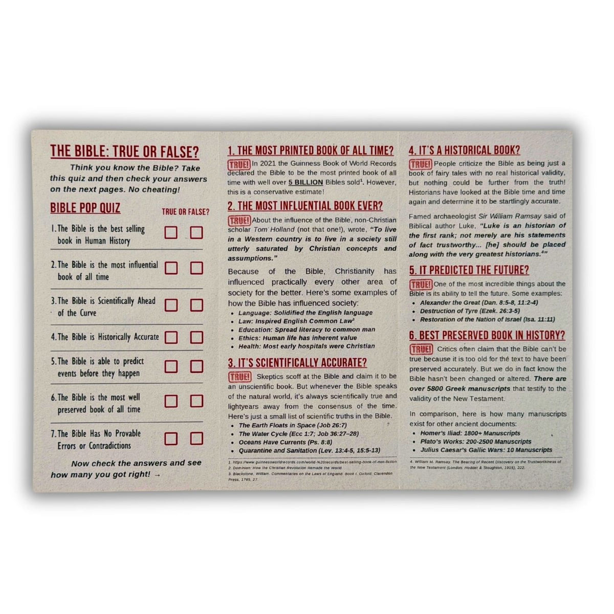 Educational quiz card about the Bible on a white background